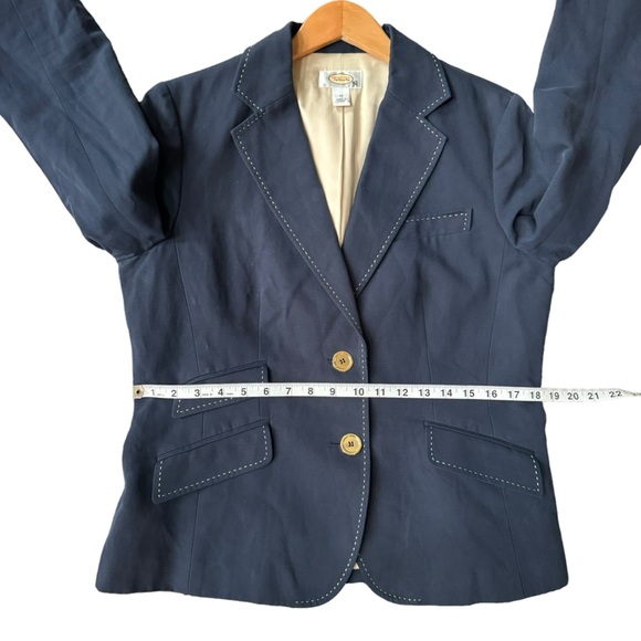 Talbots Womens Navy Blue Linen Blend Two Button Business Blazer Size 12 - Picture 10 of 14
